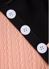 Dusty Pink tops,Contrast Color tops,ROTITA Patchwork Dusty Pink Round Neck Long Sleeve Sweatshirt