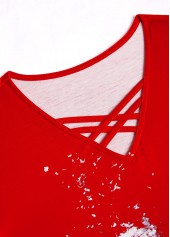 Red tops,Christmas tops,ROTITA Christmas Criss Cross Red V Neck T Shirt