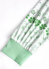 Light Green tops,Christmas tops,Geometric tops,Plaid tops,ROTITA Christmas Patchwork Light Green Round Neck Long Sleeve Sweatshirt