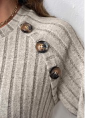 Light Coffee tops,Plain Color tops,ROTITA Patchwork Light Coffee Round Neck Long Sleeve Sweatshirt