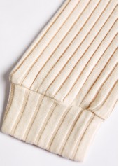 Beige tops,Contrast Color tops,ROTITA Button Beige Split Neck Long Sleeve Sweatshirt