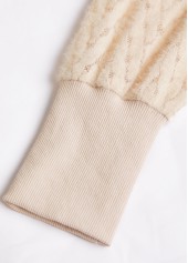 Beige tops,Plain Color tops,ROTITA Lace Beige Long Sleeve Button Coat