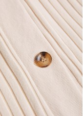 Beige tops,Plain Color tops,ROTITA Lace Beige Long Sleeve Button Coat