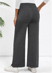 Dark Grey bottoms,Animal Print bottoms,Drawstring Butterfly Print Dark Grey Wide Leg Pants