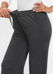 Dark Grey bottoms,Animal Print bottoms,Drawstring Butterfly Print Dark Grey Wide Leg Pants