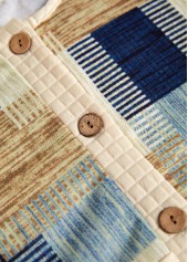 Light Yellow plus size,Geometric plus size,ROTITA Plus Size Button Light Yellow Geometric Print Sweatshirt