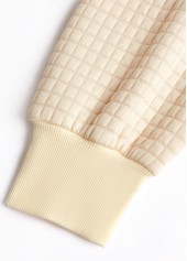 Light Yellow plus size,Geometric plus size,ROTITA Plus Size Button Light Yellow Geometric Print Sweatshirt