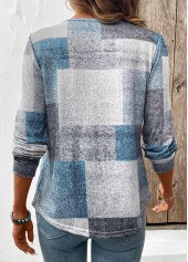 Multi Color tops,Geometric tops,ROTITA Tummy Coverage Geometric Print Multi Color T Shirt