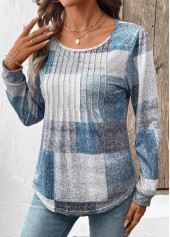 Multi Color tops,Geometric tops,ROTITA Tummy Coverage Geometric Print Multi Color T Shirt