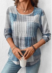 Multi Color tops,Geometric tops,ROTITA Tummy Coverage Geometric Print Multi Color T Shirt