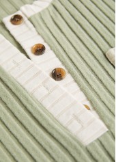 Sage Green tops,Contrast Color tops,ROTITA Patchwork Sage Green Split Neck Long Sleeve Sweatshirt