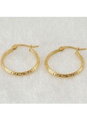 Golden jewelry,Geometric jewelry,Golden Metal Round Design Geometric Earrings