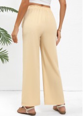 Light Coffee bottoms,Plain Color bottoms,Drawstring Light Coffee Straight Leg Elastic Waist Pants