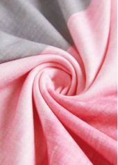 Pink tops,Striped tops,Geometric tops,ROTITA Patchwork Striped Pink Split Neck Long Sleeve Sweatshirt