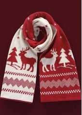 Weinroter Schal mit weihnachtlichem Elch-Print