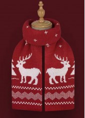 Wine Red accessories,Animal Print accessories,Christmas accessories,Christmas Elk Print Wine Red Scarf