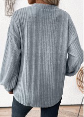 Light Blue tops,Plain Color tops,ROTITA Light Blue V Neck Long Sleeve T Shirt