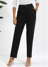 pantalon noir boutonné taille haute longueur cheville