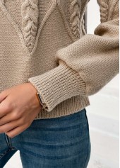 Light Camel tops,Plain Color tops,Light Camel Round Neck Long Sleeve Sweater