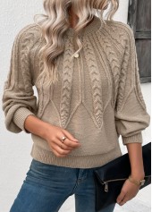 Light Camel Round Neck Long Sleeve Sweater