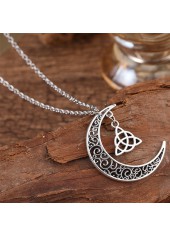 collier en alliage creux avec détails en argent et lune