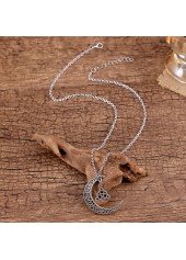 Silver jewelry,Moon Silver Hollow Alloy Detail Necklace