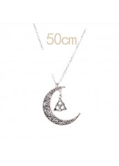 Silver jewelry,Moon Silver Hollow Alloy Detail Necklace