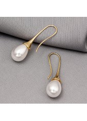 Golden Pearl Copper Teardrop Design Earrings
