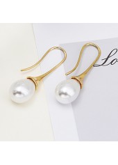 Golden jewelry,Geometric jewelry,Golden Pearl Copper Teardrop Design Earrings