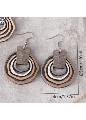 Light Coffee jewelry,Light Brown Wood Detail Geometric Earrings