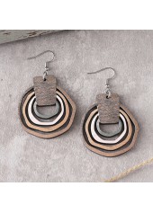 Light Coffee jewelry,Light Brown Wood Detail Geometric Earrings