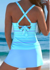 Blue swimwear,Striped swimwear,Geometric swimwear,ROTITA Criss Cross Blue Striped Tankini Set