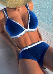 ROTITA Royal Blue Adjustable Smocked Bikini Set