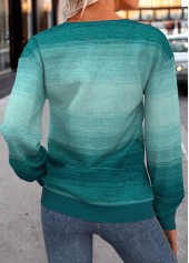 Turquoise tops,Ombre tops,ROTITA Lace Up Ombre Turquoise Long Sleeve Sweatshirt