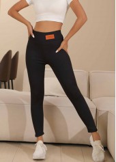 Black High Waisted Elastic Waist Ankle Length Leggings