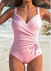 maillot de bain une pièce rose avec détails en jacquard rotita