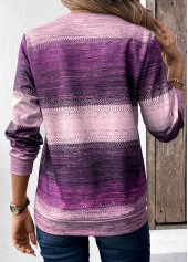 Purple tops,Tribal tops,ROTITA Patchwork Tribal Print Purple Round Neck Sweatshirt