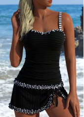 ensemble tankini à rayures noires à reliure contrastée rotita