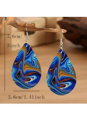 Dark Blue jewelry,Droplet Dark Blue Wood Detail Earrings