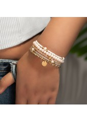 bracelet beige extensible à perles rondes