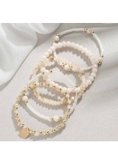 Beige jewelry,Round Beaded Stretch Detail Beige Bracelet
