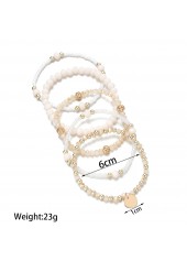 Beige jewelry,Round Beaded Stretch Detail Beige Bracelet