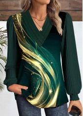 Rotita Patchwork Dazzle T-Shirt mit buntem Aufdruck in Schwarzgrün