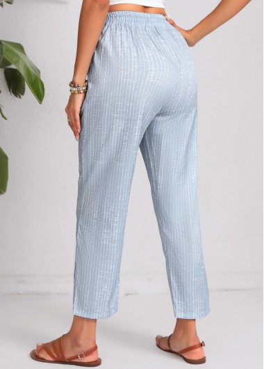 Dusty Blue bottoms,Geometric bottoms,Double Side Pockets Geometric Print Dusty Blue Pants