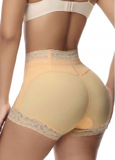 Beige intimates,Plain Color intimates,Beige Patchwork High Waisted Lace Panties