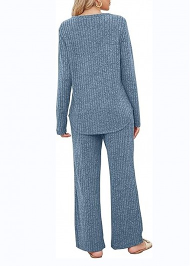 Dusty Blue loungewear,Plain Color loungewear,Dusty Blue Round Neck Lounge Top and Pants