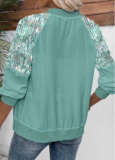 Sage Green tops,Dazzle Colorful tops,ROTITA Zipper Dazzle Colorful Print Sage Green Track Jacket