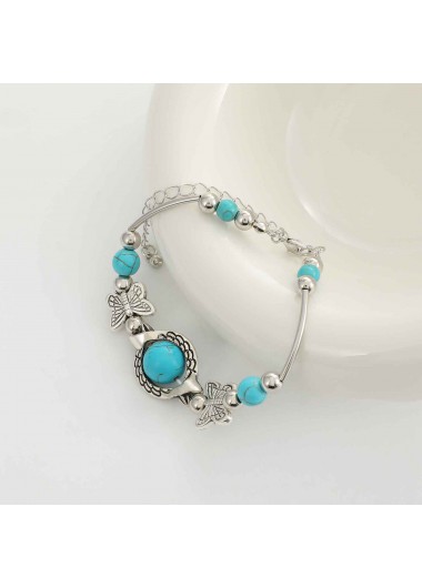 Silver jewelry,Animal Print jewelry,Butterfly Silver Turtle Alloy Turquoise Bracelet