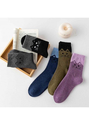 Multi Color accessories,Contrast Color accessories,Multi Color Mid Calf Cashmere Socks