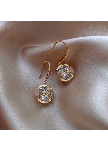Golden jewelry,Geometric jewelry,Round Design Golden Geometric Alloy Earrings
